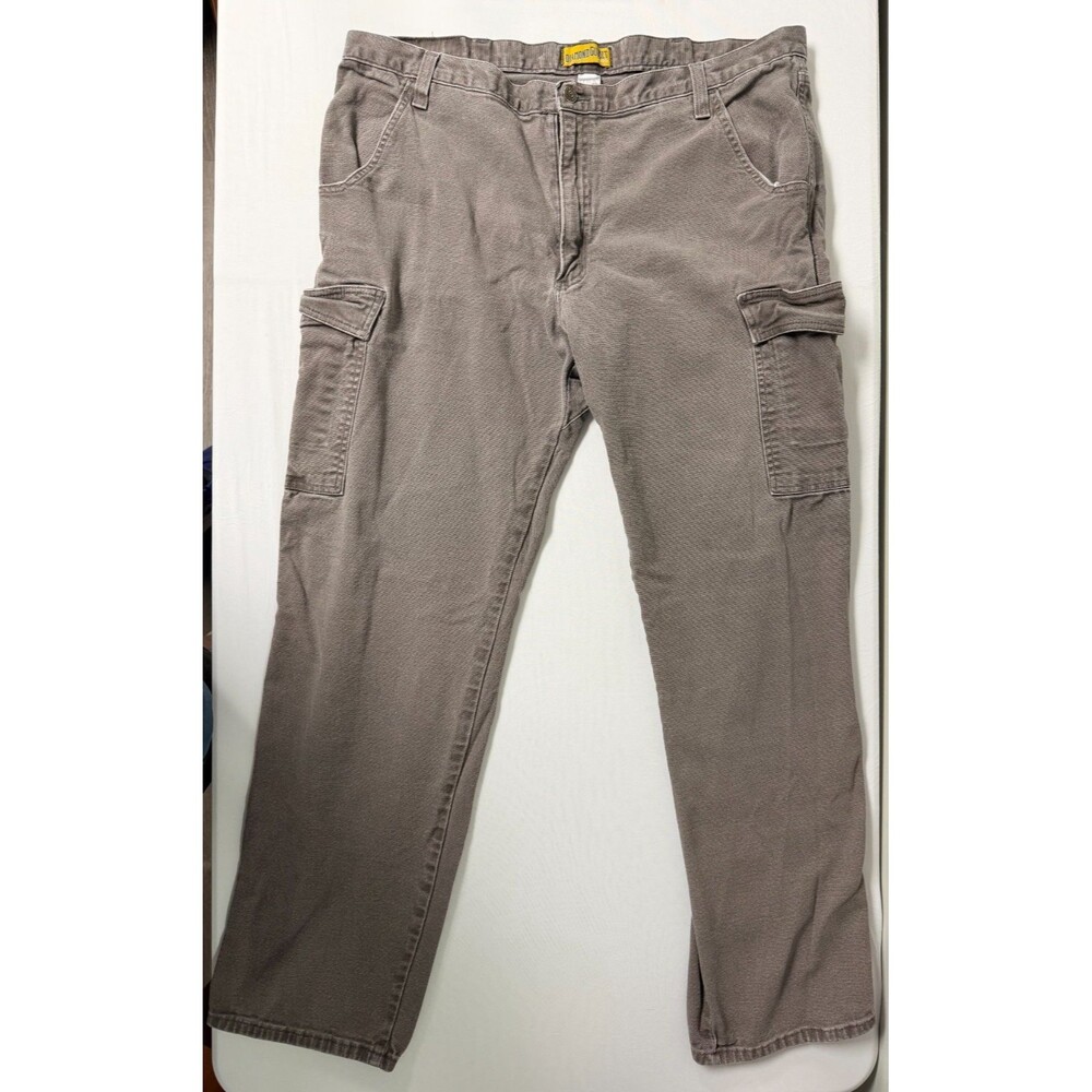 Diamond Gusset Cargo Pants Mens 42x34 Made in USA Workwear Utility Brown Dark